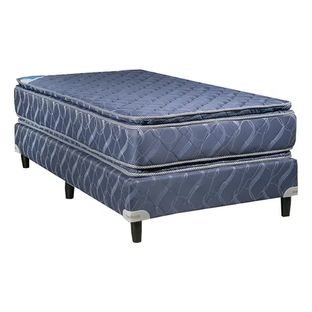 Conjunto Sommier Maxiking Espejo de Luna 1 1/2 plaza de 190x100cm de Resortes con Doble Pillow