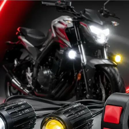 Faros Led Auxiliares Moto Lupa Switch Luz Blanca Y Amarilla