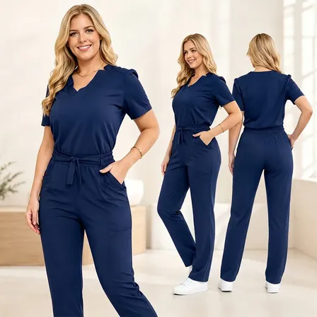 Pijama Clínico Mujer Con Pantalón Jogger Blue Liso Xl