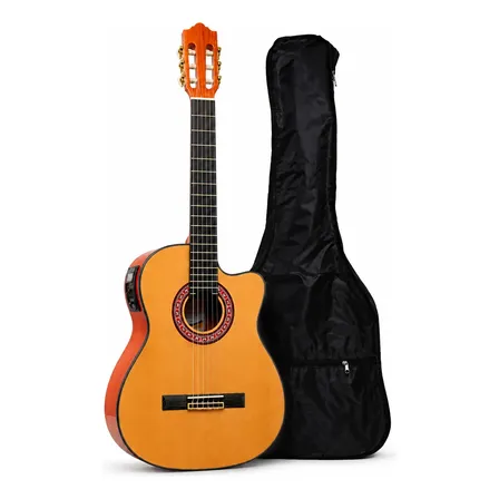 Guitarra Electrocriolla Rómulo García Smg-200 + Funda Marrón Claro