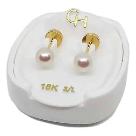 Aros Abridores Ch Perlas Cultivadas 5mm Cod 715 Oro 18kts