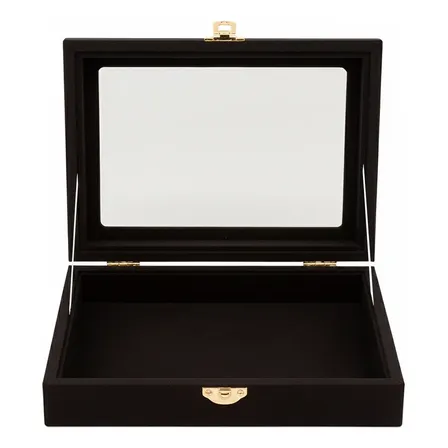 Exhibidor Con Tapa Porta Anillos Bijouterie Terciopelo Color Negro