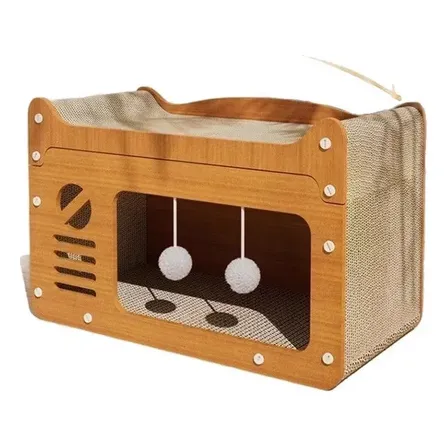 Rascador Para Gatos Con Cama Carton Premium Marrón