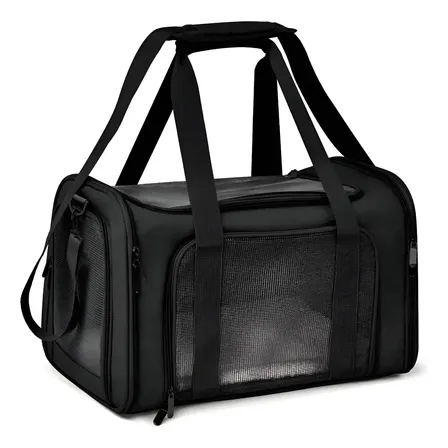 Bolso Transportador Mascota. Selecciona Tu Aerolinea. Color Bolso Apto Cabina Avion 40x25x25 Cm Negro