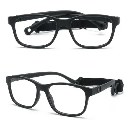 Anteojos Marcos Niños Flexibles Silicona Con Banda Elastica Negro