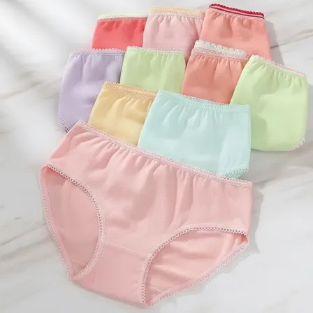 Pack X6 Bombachas Vedetina De Nena Algodón Lisas Colores Colores Surtidos Aleatorios Liso 3-4 Años