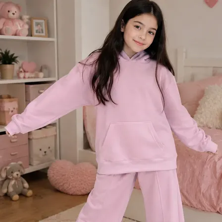 Conjunto Buzo Pantalón Nena Tejido Plush 10 Rosa Plush