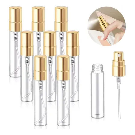 Pack X100 Frascos Perfume 5ml Vidrio Recargable Atomizador Dorado
