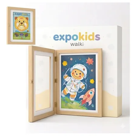 Cuadro Marco Intercambiable Dibujo Expokids Waiki Arte Niños Marrón Claro