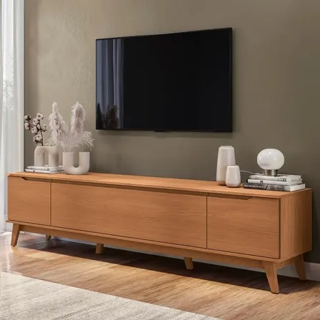 Rack Mueble de Tv Kappesberg 218cm Hasta 85 Pulgadas con 3 Puertas Color Canela