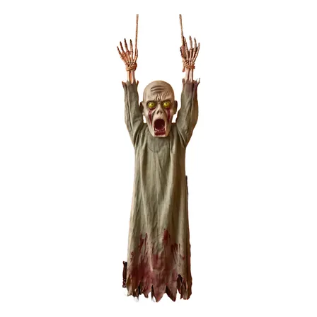 Figura Halloween Zombie Colgante Luz Sonido Movimiento Gris Zombie