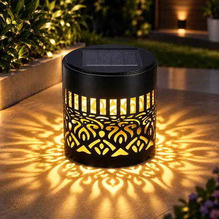 Lámpara Solar Mandala Aplique Pared Cálid Jardín Luz Imperme Luz Cálida