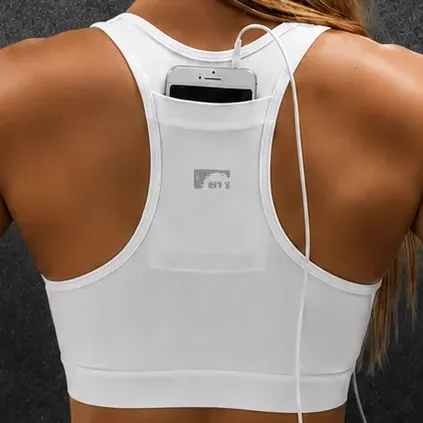 Pack X 2 Top Deportivo A4  Porta Celular Entrenamiento Blanco Lisa Talle L: Busto 100-110 Cm