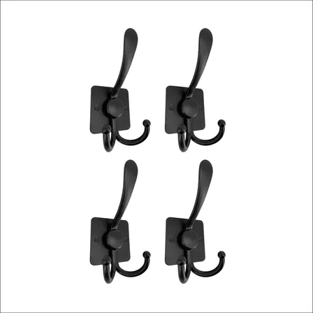Perchero Doble Gancho Amunì Minimalista Bambú Y Acero Negro Doble X4 / Negro