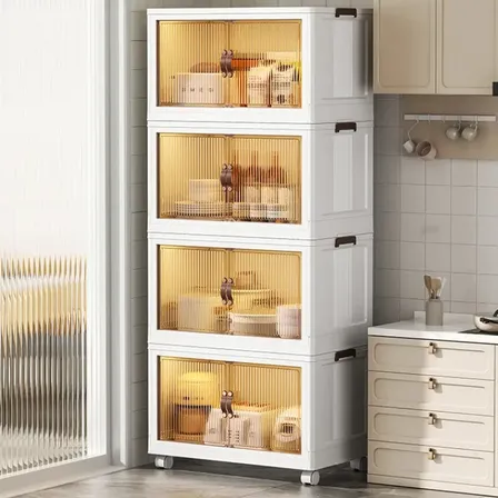 Organizadores Hco Apilable 4 Cajones Moderno Canastos Cesto Decorativo Fácil Armado Ideal Baño Living Cocina Alacenas Oficina