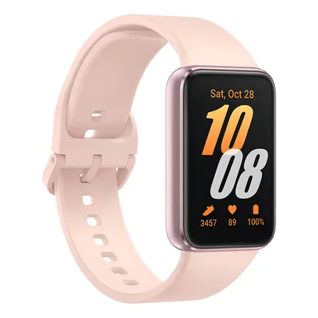 Samsung Galaxy Fit3 Pink Gold 1.6 Amoled Caja Blanco Malla Rosa Bisel Rosa Diseño de la malla Sport