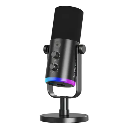 Microfono Dinámico Fifine Am8 Neo 2026 Rgb Para PC y Ps4/5 Dual Port Usb / XLR Negro Stream Podcast