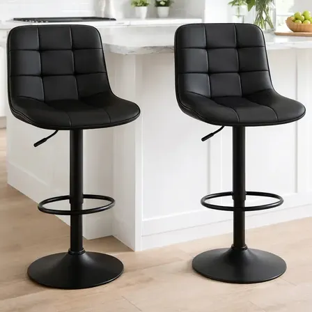 Set X 2 Banquetas Altas Taburete Color Negro Jd C866 Alto 102 Cm Regulable Bar Desayunador Barra