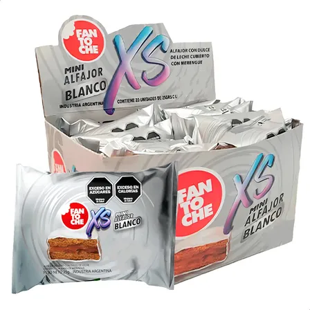 Alfajor Fantoche Chocolate Blanco Dulce Leche Pack 20 u 25g