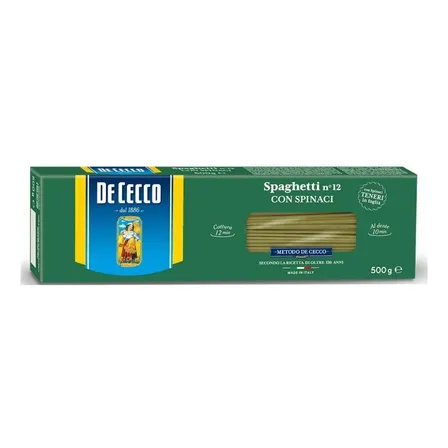 Fideos De Cecco Spaghetti Nº 12 Con Espinaca 500 Gr. Italia