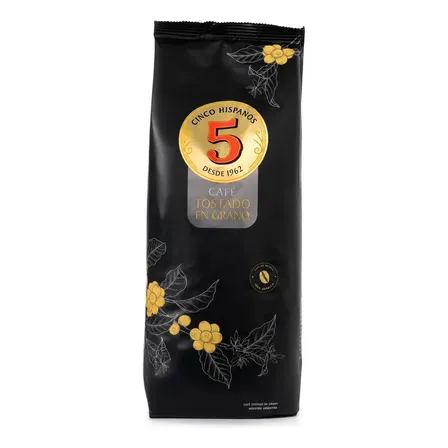 Cafe 5 Hispanos En Grano Tostado Premium 500g