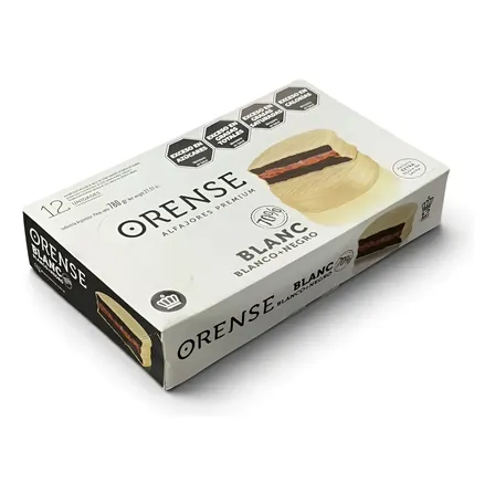 Alfajores Orense Blanc Blanco + Negro 70% X12 Chocolate