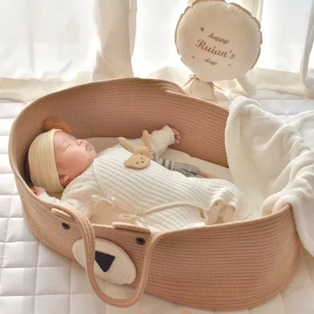 Moisés Cuna Portátil Para Bebé Diseño Oso Osos Marrón