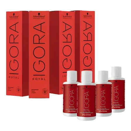 Tinturas De Cabello Schwarzkopf Igora Royal X4 + 4 Oxidante 055 - Tono Mezcla Dorado