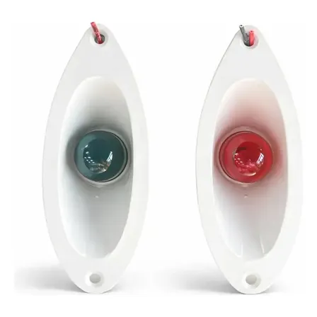 Faro De Proa Ojo De Gato Con Led (par) Plastico Bco Verde/rojo