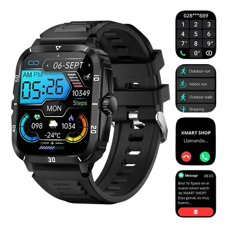 Smartwatch Kt71 Militar Deportivo Reloj Inteligente Llamadas Negro