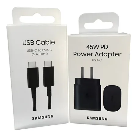 Cargador Samsung Galaxy A56 A36 A25 45w + Cable Original Negro0