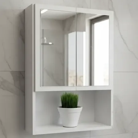 Botiquín De Baño Con Espejo 2 Puertas Multiuso Blanco