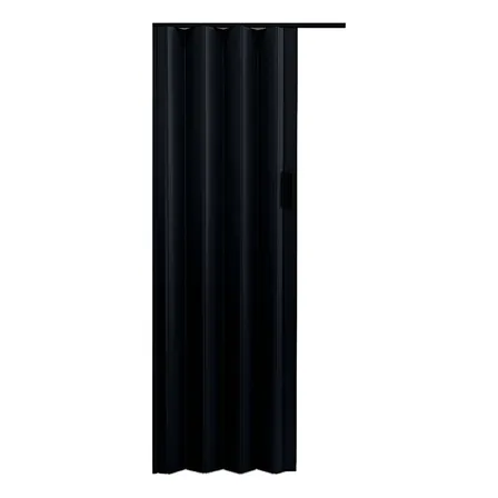 Puerta Plegadiza Pvc 10mm Con Traba 74x200 Kit Completo Negro