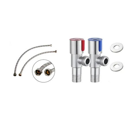 Llave Valvula Angular 1/2 Macho Baño Cocina Con Flexibles H.