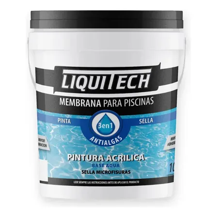 Pintura Membrana Para Piscinas Liquitech X 10 Litros Color Celeste Aruba