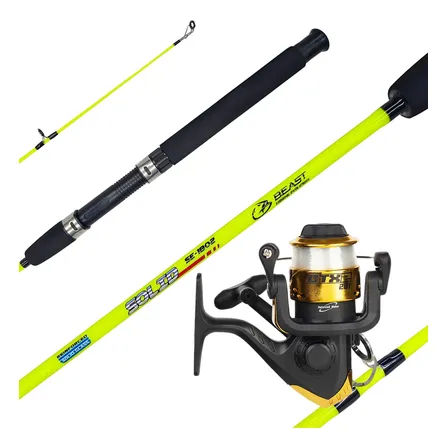 Kit Pesca Inicial Caña De Pescar + Reel Frontal Con Tanza Amarillo