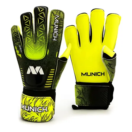 Guantes Arquero Múnich Jota Palma 4mm Junior Y Adultos Color Amarillo/negro Talle 7