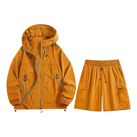 Conjunto Deportivo Hombre Campera Rompeviento Y Naranja 4xl