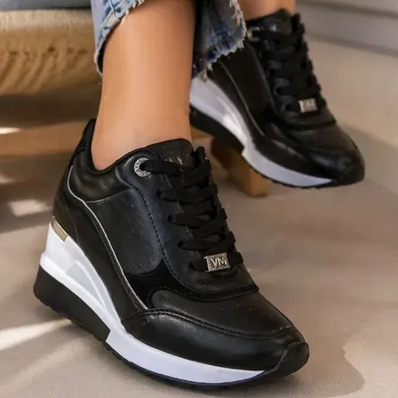Zapatillas Via Marte Mujer Estándar Modelo 046-019-01 Preto/prata Lisa 35 Ar