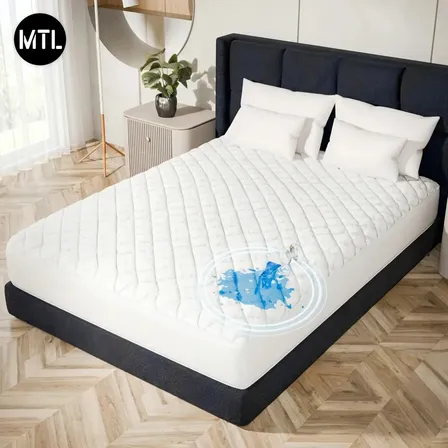 Cubre Colchón Protector Impermeable King Mtl Ajuste Perfecto Suave Transpirable Antialérgico Lavable Repele Líquidos Con Banda Elástica Protección Total Colchón Duradero Silencioso Cómodo Ideal Dormir