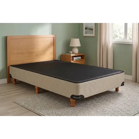 Base Para Sommier 1 Plaza Matelassé Multiflex Box Rígido 6 Patas 80x190cm Color Beige