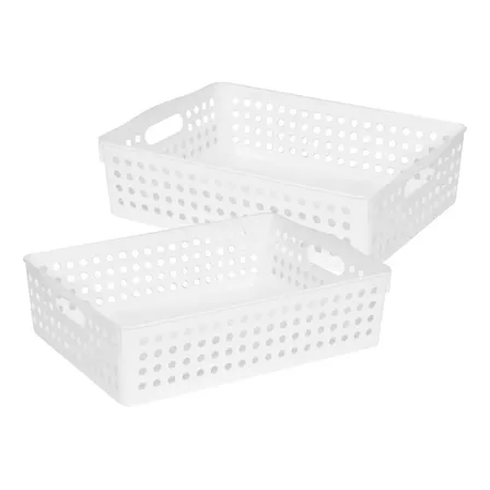Set 2 Canasto Organizador Cesto Plástico Colombraro Orbital Blanco