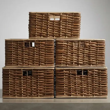 Canasto, Cajon ,cesto Mimbre  40x30x20 X 5 Unidades Marrón