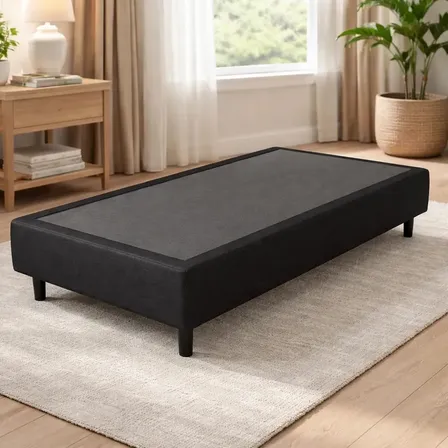 Base Sommier Box Cama 1 1/2 Pza 100x190 Madera Pana Negra Rh Negro - Consultar Envio Gratis
