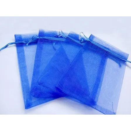 Bolsa Organza Lienzo 7 X 9 Cm Candy Bar Souvenir 100 Unid Azul Bolsitas