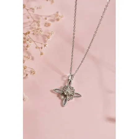 Collar Nudo De Bruja Baño Plata Con Pirita Cadena Acero Quir