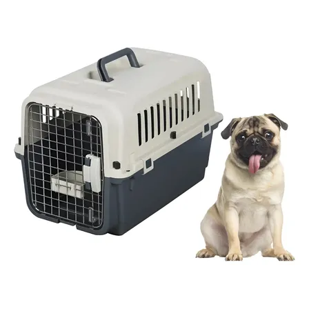 Caja Canil 56cm Transporte Perro Gato Desarme Rápido Jaula Gris Oscuro