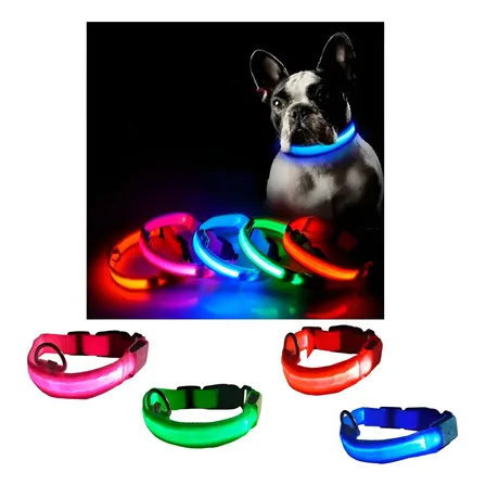 Collar P/ Perros Gatos Con Luz Led 3 Modos Pack X 2 Colores Surtidos Xs S M L
