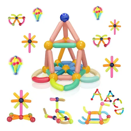 Juego de Bloques Magnéticos para Armar x42 Piezas Educativo Didáctico Infantil con Barras y Esferas Imanes 3D Construcción Creativa Regalo Niños y Niñas Levys Bazar