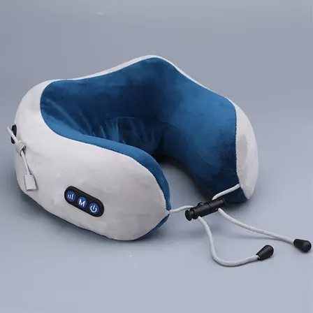 Masajeador Cervical Cuello Almohada De Viaje Recargable Usb Azul